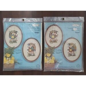 Matching Pair Hummel Paragon Stitchery Kits Umbrella Children 0364 0365 Crewel